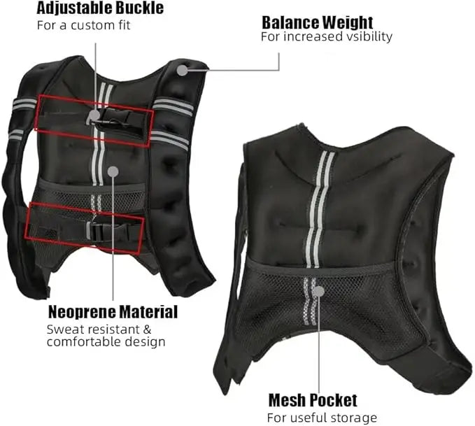 Person wearing the weighted vest while running outdoors