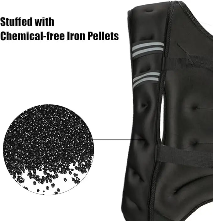 Adjustable straps and breathable padded design of the weighted vest